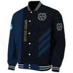 notre dame fighting irish triple side stripes navy black varsity jacket best selling.webp
