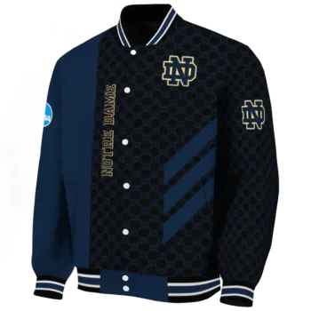 notre dame fighting irish triple side stripes navy black varsity jacket best selling.webp