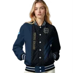 notre dame fighting irish triple side stripes navy black varsity jacket best selling.webp