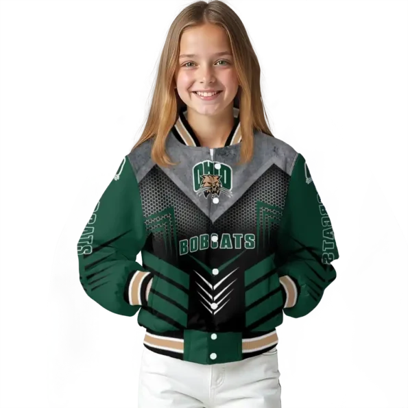 ohio bobcats arrow layer green black varsity jacket top rated.webp