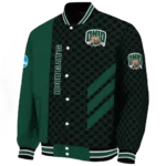 ohio bobcats triple side stripes green black varsity jacket best selling.webp