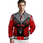 ohio state buckeyes arrow layer scarlet black varsity jacket best selling.webp