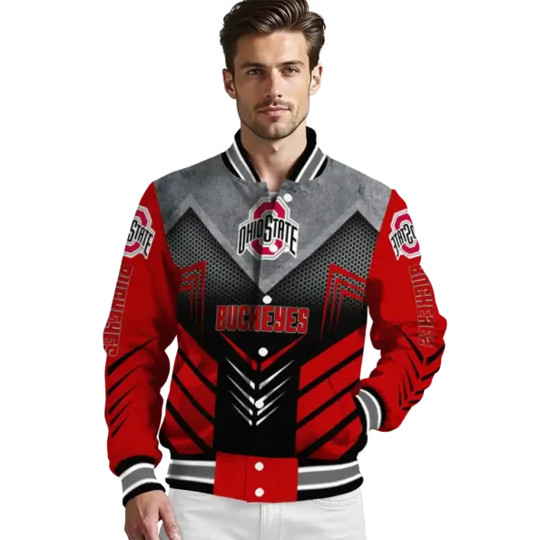 ohio state buckeyes arrow layer scarlet black varsity jacket high quality.webp