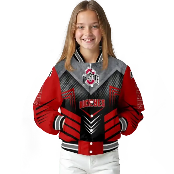 ohio state buckeyes arrow layer scarlet black varsity jacket top rated.webp
