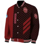 oklahoma sooners triple side stripes crimson black varsity jacket best selling.webp