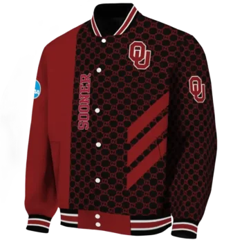 oklahoma sooners triple side stripes crimson black varsity jacket best selling.webp