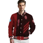 oklahoma sooners triple side stripes crimson black varsity jacket best selling.webp