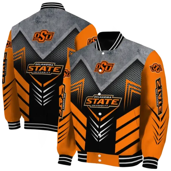 oklahoma state cowboys arrow layer orange black varsity jacket fashion forward.webp