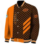 oklahoma state cowboys triple side stripes orange black varsity jacket best selling.webp