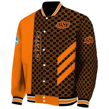 oklahoma state cowboys triple side stripes orange black varsity jacket best selling.webp