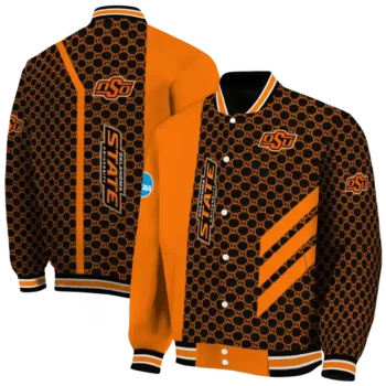 oklahoma state cowboys triple side stripes orange black varsity jacket fashion forward.webp