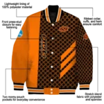 oklahoma state cowboys triple side stripes orange black varsity jacket best selling.webp