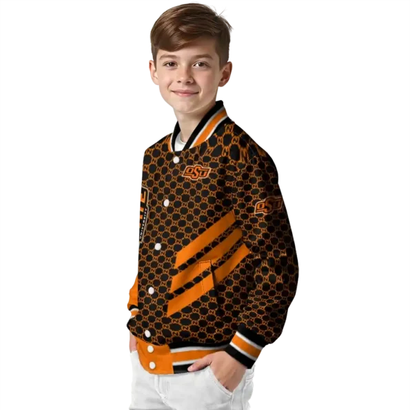 oklahoma state cowboys triple side stripes orange black varsity jacket trendy.webp
