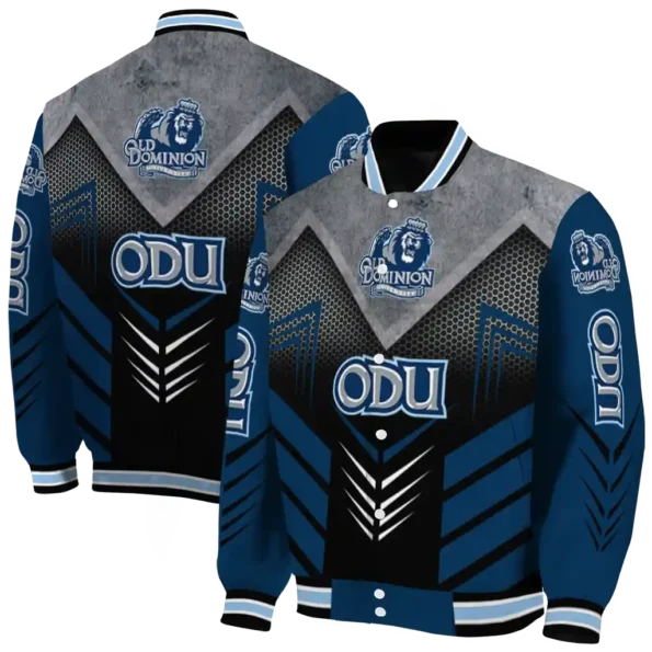 old dominion monarchs arrow layer blue black varsity jacket fashion forward.webp