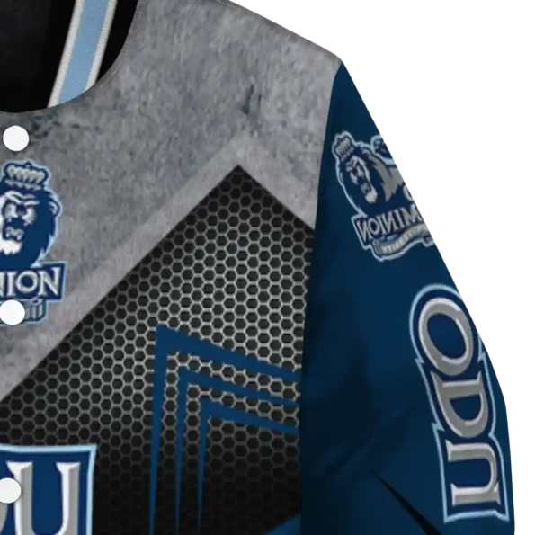 old dominion monarchs arrow layer blue black varsity jacket premium grade.webp