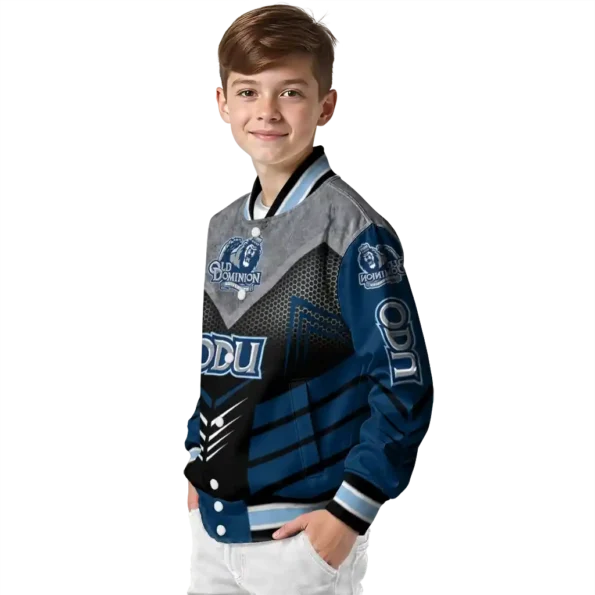 old dominion monarchs arrow layer blue black varsity jacket trendy.webp