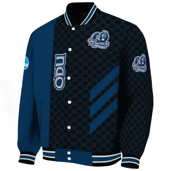 old dominion monarchs triple side stripes blue black varsity jacket best selling.webp
