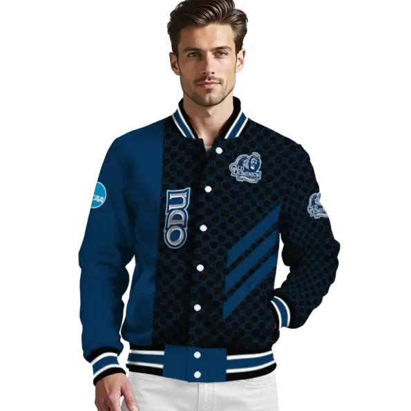 old dominion monarchs triple side stripes blue black varsity jacket high quality.webp
