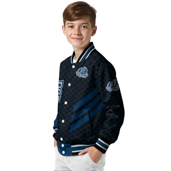 old dominion monarchs triple side stripes blue black varsity jacket trendy.webp
