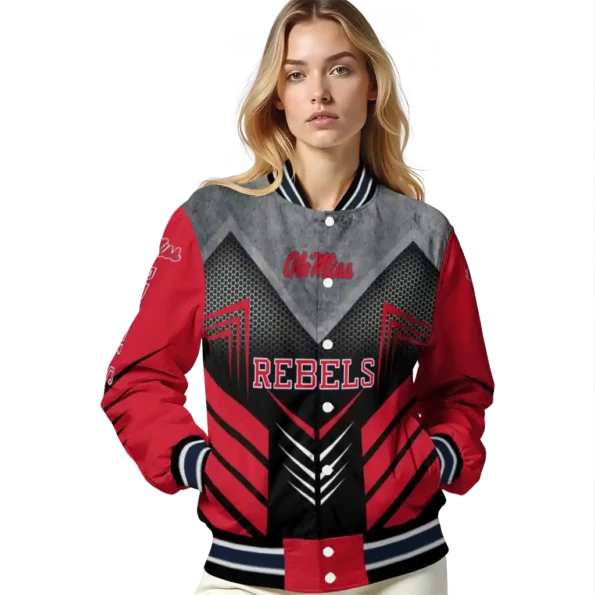 ole miss rebels arrow layer red black varsity jacket latest model.webp