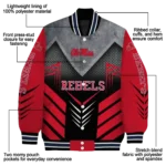 ole miss rebels arrow layer red black varsity jacket best selling.webp
