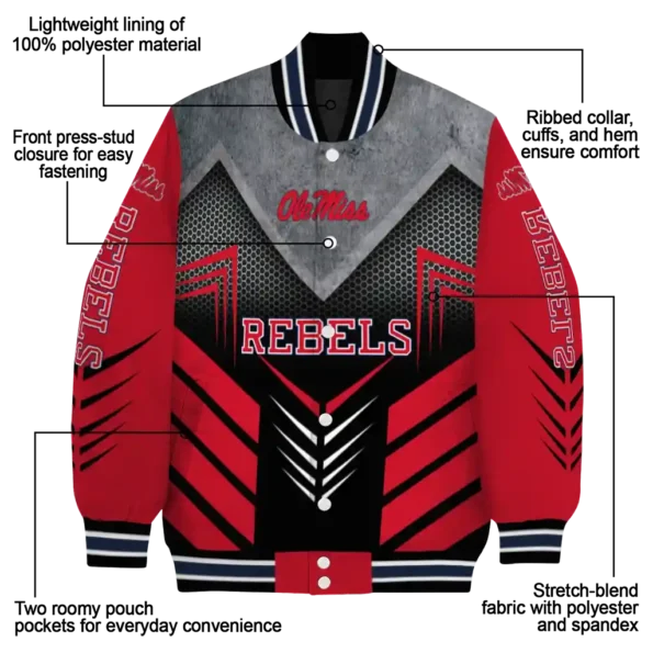 ole miss rebels arrow layer red black varsity jacket new arrival.webp