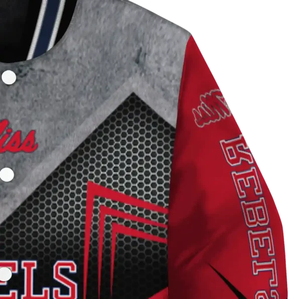 ole miss rebels arrow layer red black varsity jacket premium grade.webp