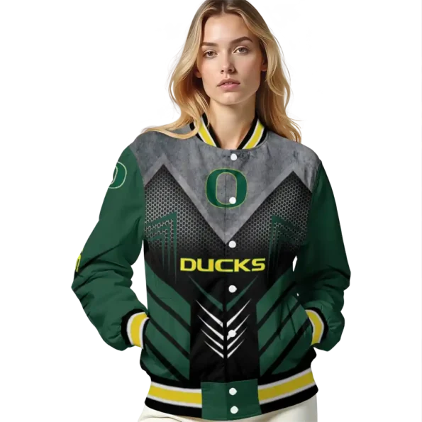 oregon ducks arrow layer green black varsity jacket latest model.webp