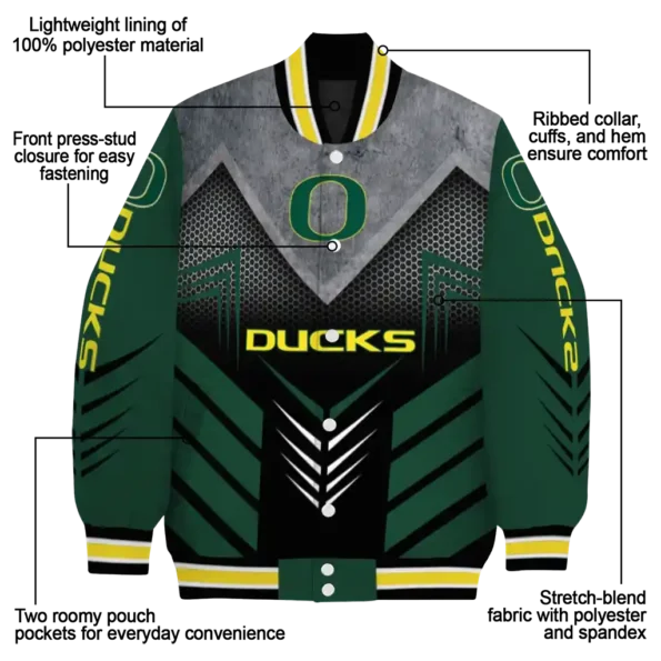 oregon ducks arrow layer green black varsity jacket new arrival.webp