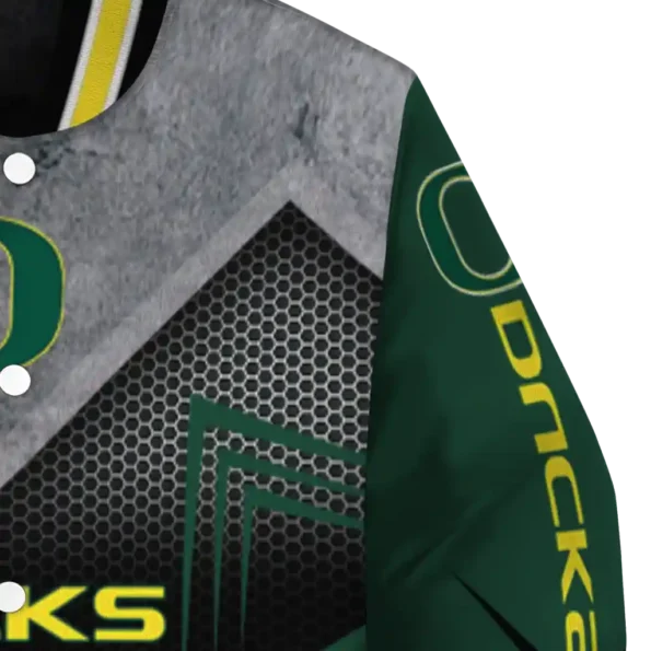 oregon ducks arrow layer green black varsity jacket premium grade.webp