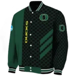 oregon ducks triple side stripes green black varsity jacket best selling.webp