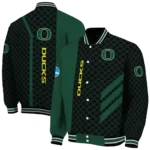 oregon ducks triple side stripes green black varsity jacket best selling.webp