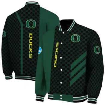 oregon ducks triple side stripes green black varsity jacket fashion forward.webp