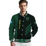 oregon ducks triple side stripes green black varsity jacket best selling.webp