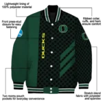 oregon ducks triple side stripes green black varsity jacket best selling.webp