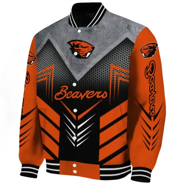 oregon state beavers arrow layer orange black varsity jacket best selling.webp