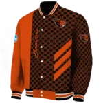 oregon state beavers triple side stripes orange black varsity jacket best selling.webp