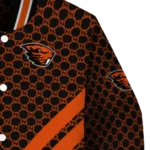 oregon state beavers triple side stripes orange black varsity jacket best selling.webp