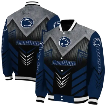 penn state nittany lions arrow layer blue black varsity jacket fashion forward.webp