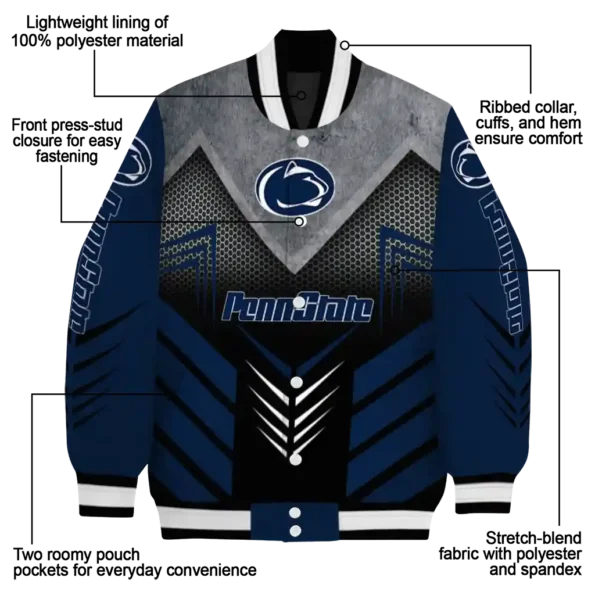 penn state nittany lions arrow layer blue black varsity jacket new arrival.webp