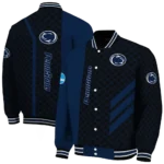 penn state nittany lions triple side stripes blue black varsity jacket best selling.webp