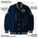 penn state nittany lions triple side stripes blue black varsity jacket best selling.webp