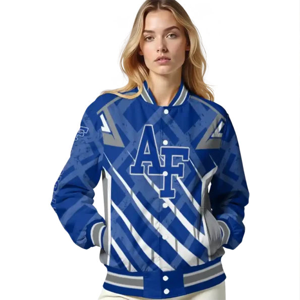 personalized air force falcons chevron angles blue varsity jacket latest model.webp
