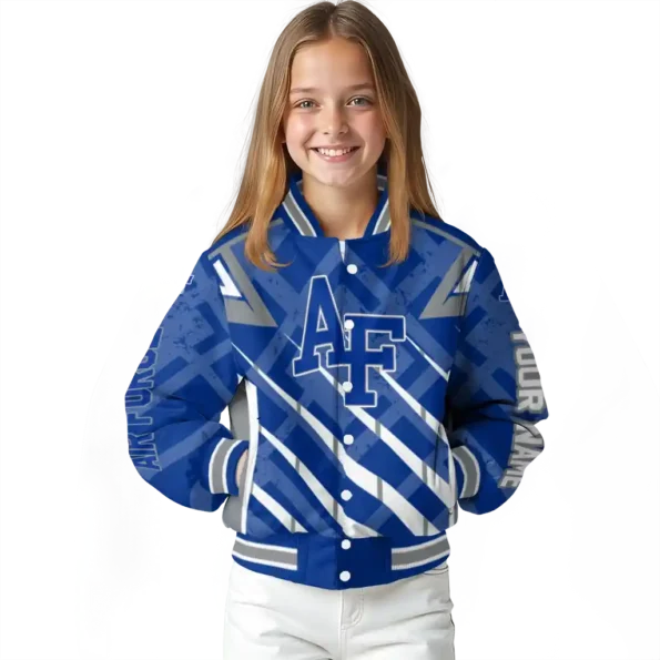 personalized air force falcons chevron angles blue varsity jacket top rated.webp