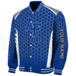 personalized air force falcons hexagon grid blue varsity jacket best selling.webp