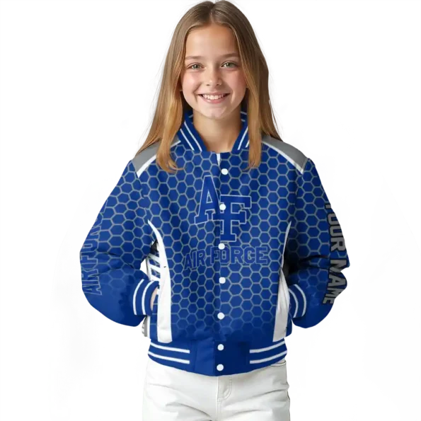 personalized air force falcons hexagon grid blue varsity jacket top rated.webp
