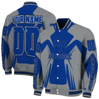personalized air force falcons spider mark blue grey varsity jacket fashion forward.webp