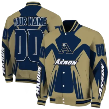 personalized akron zips spider mark blue gold varsity jacket fashion forward.webp