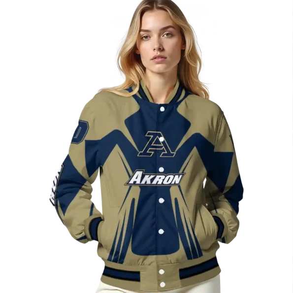 personalized akron zips spider mark blue gold varsity jacket latest model.webp