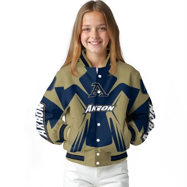 personalized akron zips spider mark blue gold varsity jacket top rated.webp